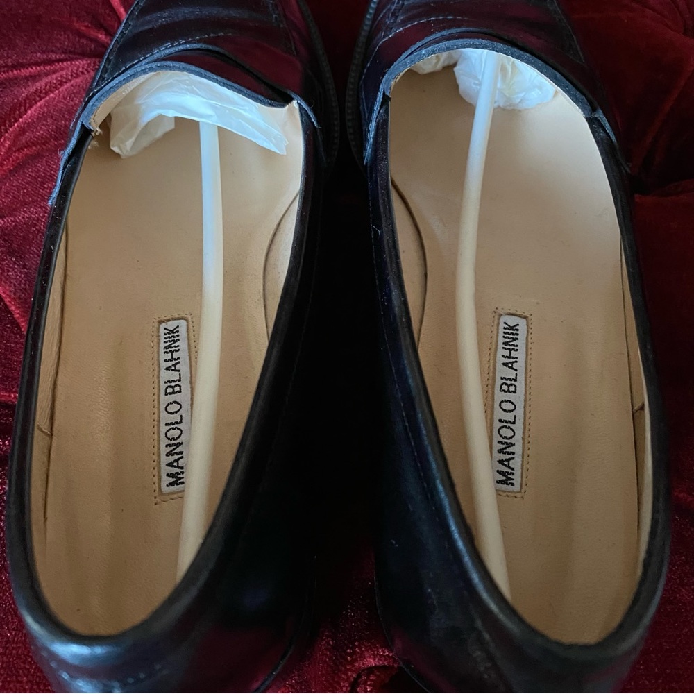 SOLD Vintage Manolo Blahnik - Black Leather Loafers - size 9.5 10 40.5 EU - Picture 8 of 13